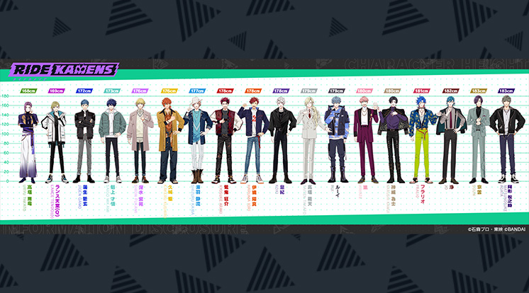 仮面ライダー18人の身長比較